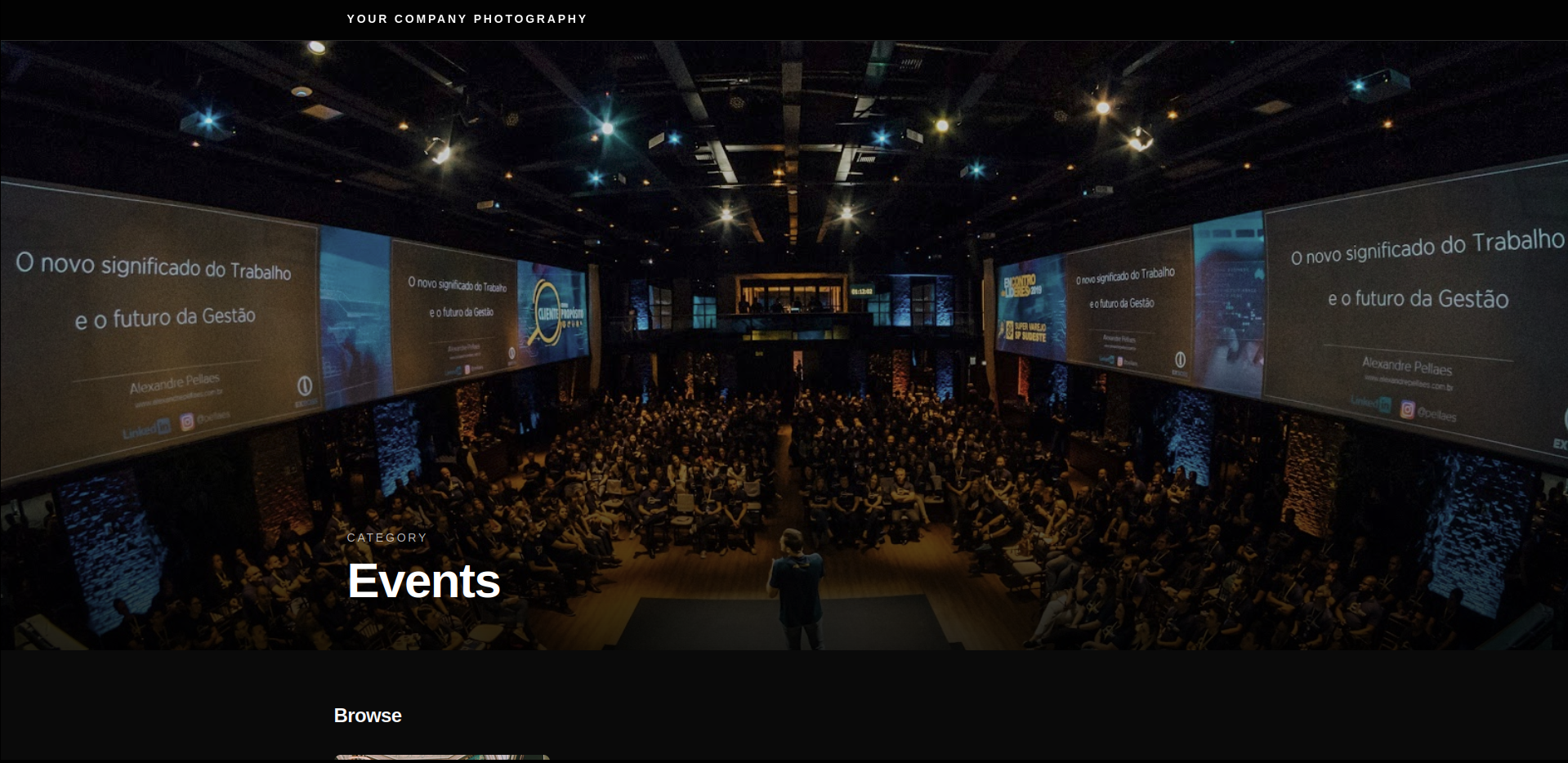 Events category page generated from a Google Drive folder